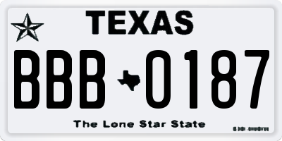 TX license plate BBB0187