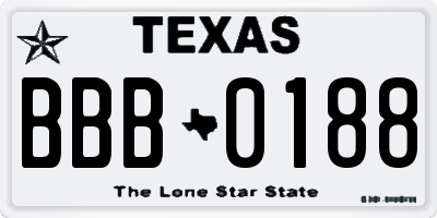 TX license plate BBB0188