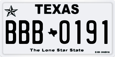 TX license plate BBB0191