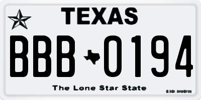 TX license plate BBB0194