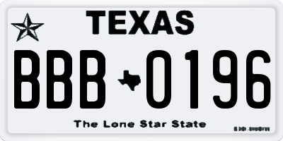 TX license plate BBB0196