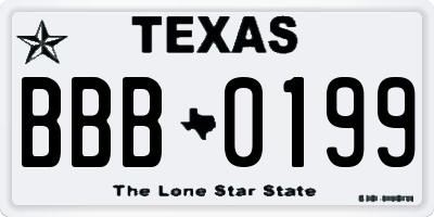 TX license plate BBB0199