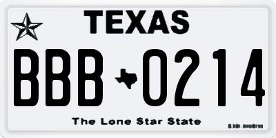 TX license plate BBB0214