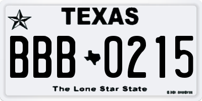 TX license plate BBB0215