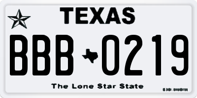 TX license plate BBB0219