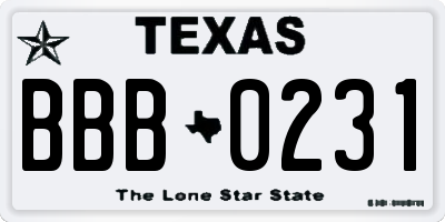 TX license plate BBB0231