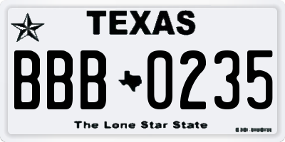 TX license plate BBB0235