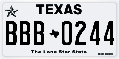 TX license plate BBB0244