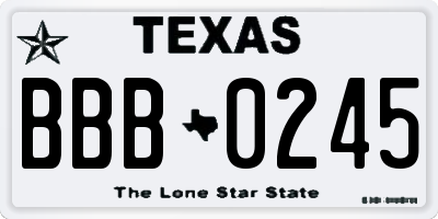 TX license plate BBB0245