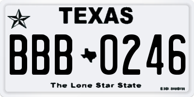 TX license plate BBB0246