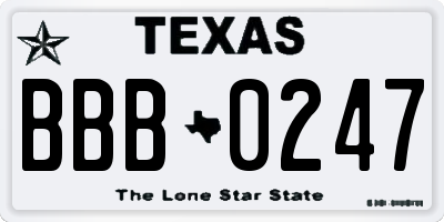 TX license plate BBB0247