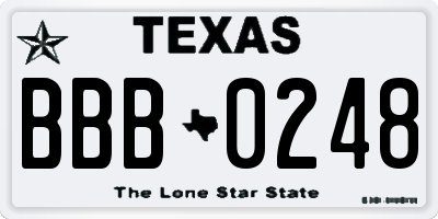 TX license plate BBB0248