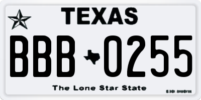 TX license plate BBB0255