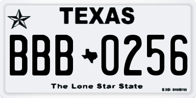 TX license plate BBB0256