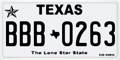 TX license plate BBB0263