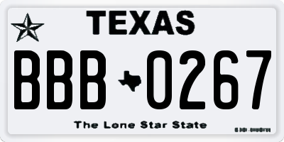 TX license plate BBB0267