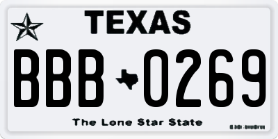 TX license plate BBB0269