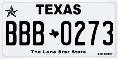 TX license plate BBB0273