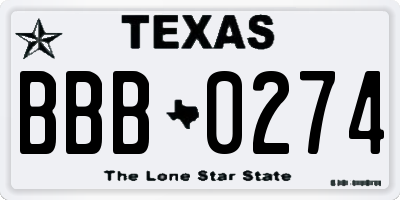 TX license plate BBB0274