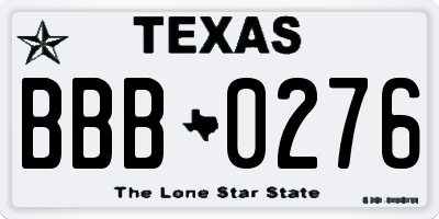 TX license plate BBB0276