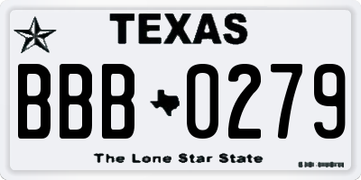 TX license plate BBB0279