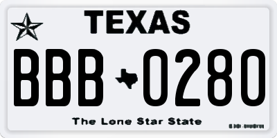 TX license plate BBB0280