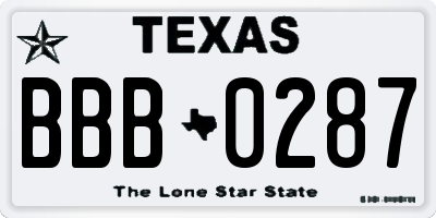 TX license plate BBB0287