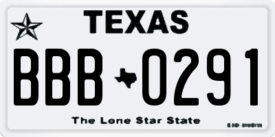 TX license plate BBB0291