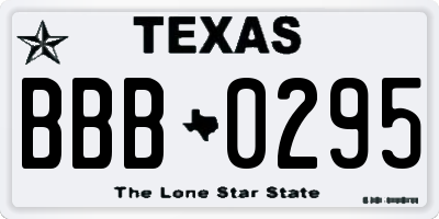 TX license plate BBB0295