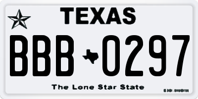 TX license plate BBB0297