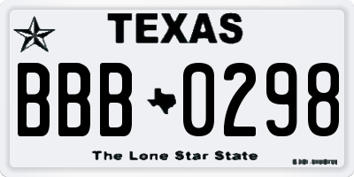 TX license plate BBB0298