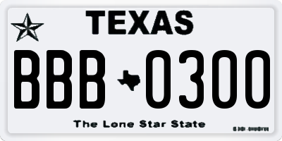 TX license plate BBB0300