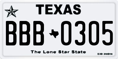 TX license plate BBB0305