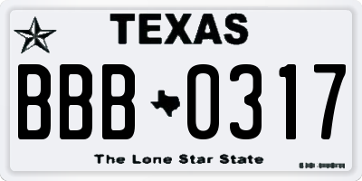 TX license plate BBB0317