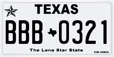 TX license plate BBB0321