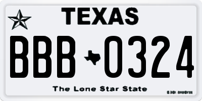 TX license plate BBB0324