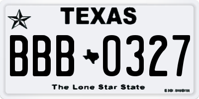 TX license plate BBB0327