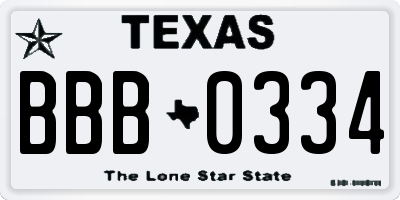 TX license plate BBB0334