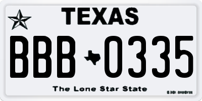 TX license plate BBB0335