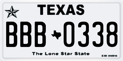 TX license plate BBB0338