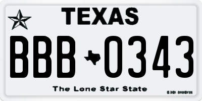 TX license plate BBB0343