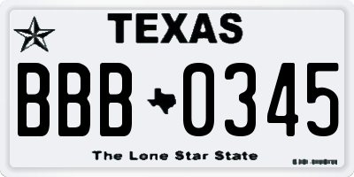 TX license plate BBB0345