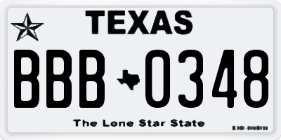 TX license plate BBB0348