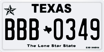 TX license plate BBB0349