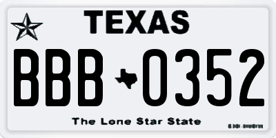 TX license plate BBB0352