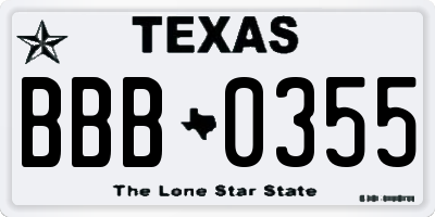 TX license plate BBB0355