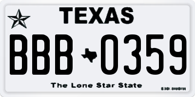 TX license plate BBB0359