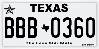 TX license plate BBB0360