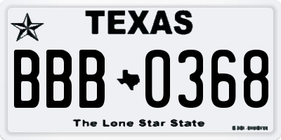 TX license plate BBB0368