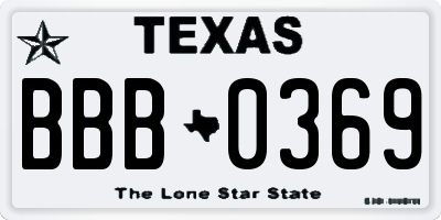 TX license plate BBB0369